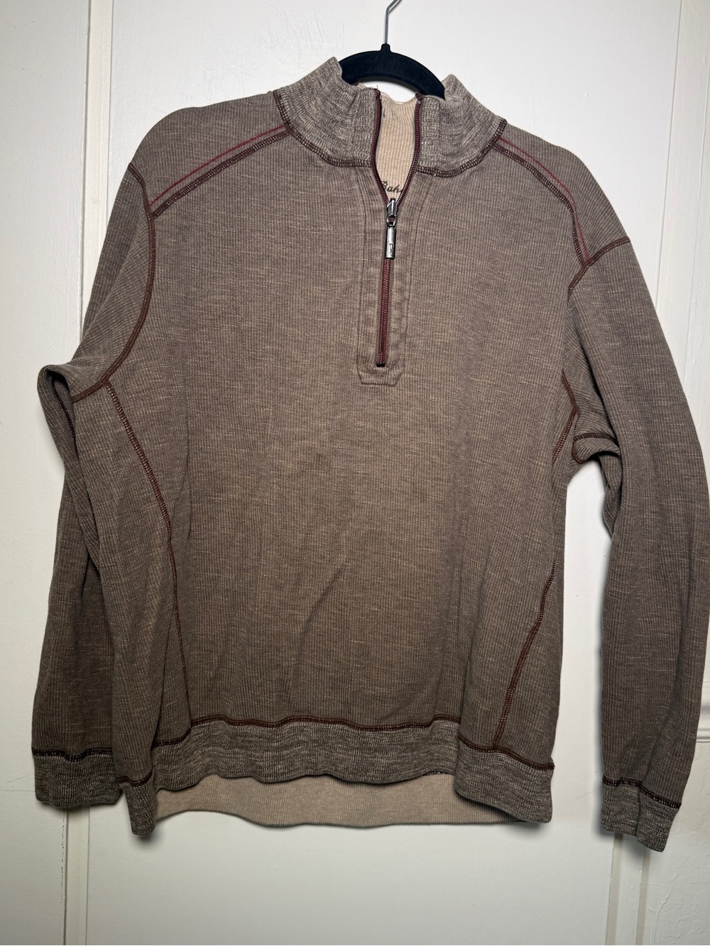 Tommy Bahama Men's Brown 1/4-Zip Thermal Sweater Winter Cozy XL